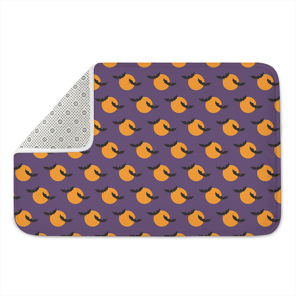 Halloween Bat And Moon Pattern Print Indoor Door Mat