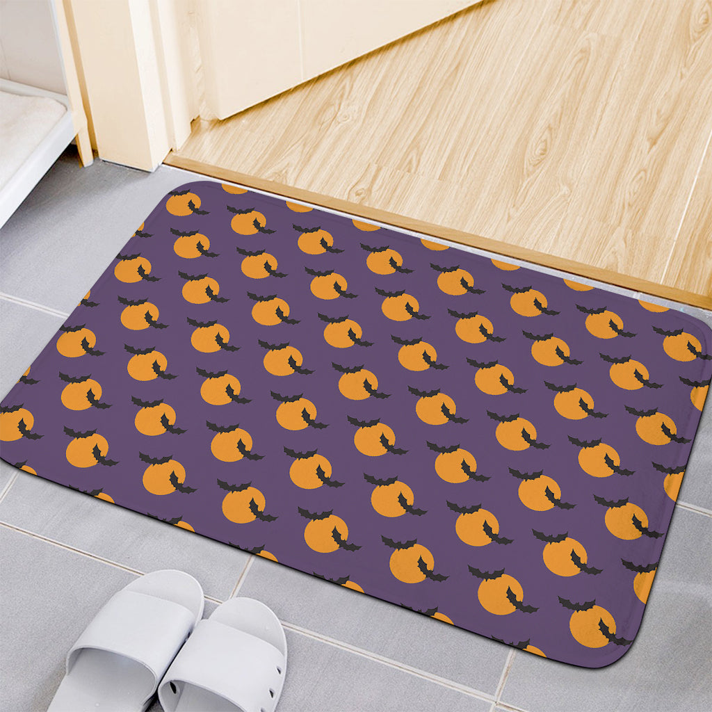 Halloween Bat And Moon Pattern Print Indoor Door Mat