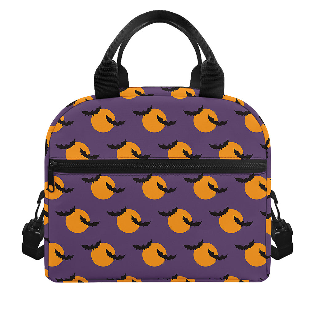 Halloween Bat And Moon Pattern Print Insulated Lunch Bag