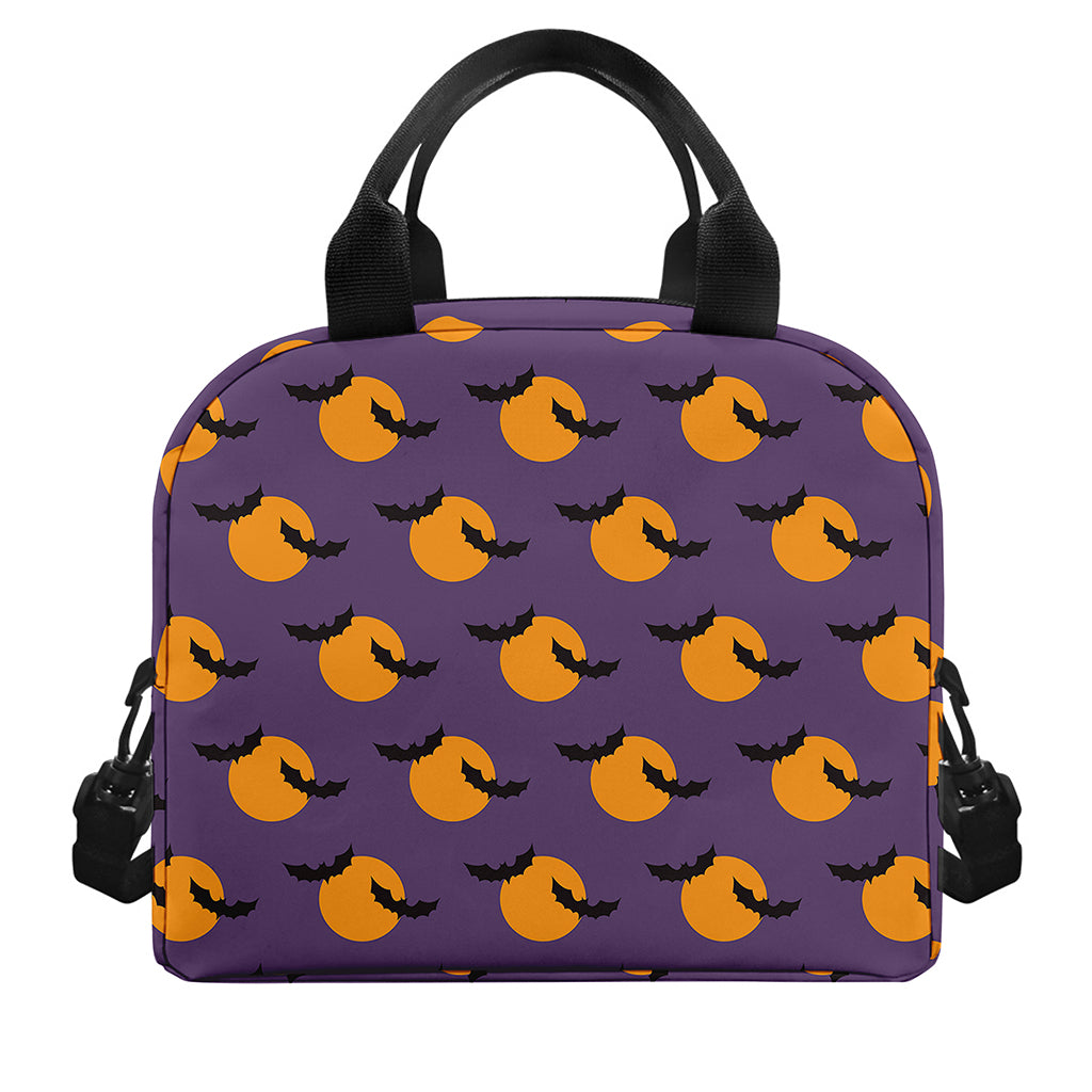 Halloween Bat And Moon Pattern Print Insulated Lunch Bag