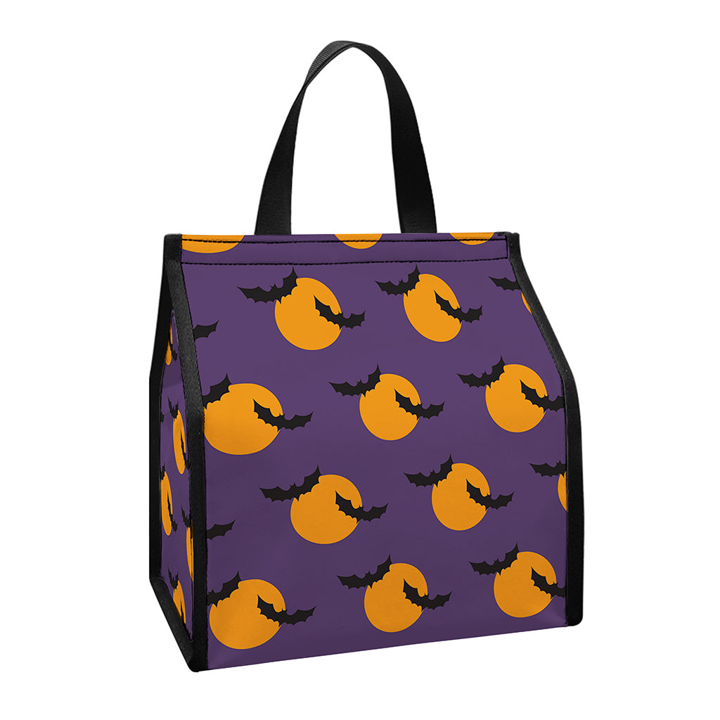 Halloween Bat And Moon Pattern Print Insulated Lunch Tote