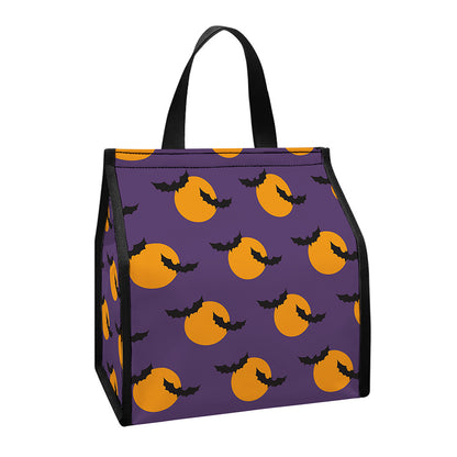 Halloween Bat And Moon Pattern Print Insulated Lunch Tote