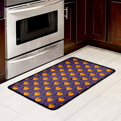 Halloween Bat And Moon Pattern Print Kitchen Mat