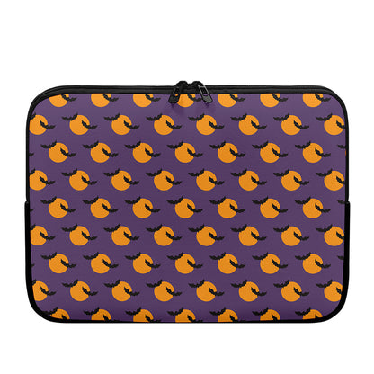 Halloween Bat And Moon Pattern Print Laptop Sleeve