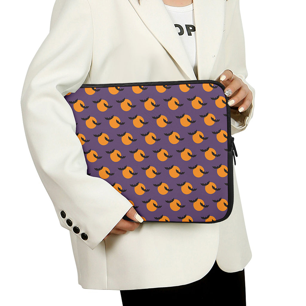 Halloween Bat And Moon Pattern Print Laptop Sleeve