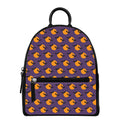 Halloween Bat And Moon Pattern Print Leather Backpack