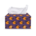 Halloween Bat And Moon Pattern Print Leather Tissue Box Cover