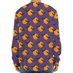 Halloween Bat And Moon Pattern Print Long Sleeve Baseball Jersey