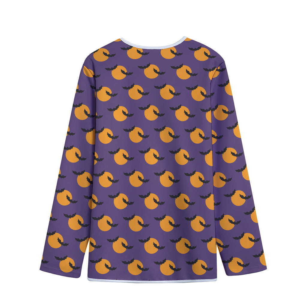 Halloween Bat And Moon Pattern Print Long Sleeve Short Coat