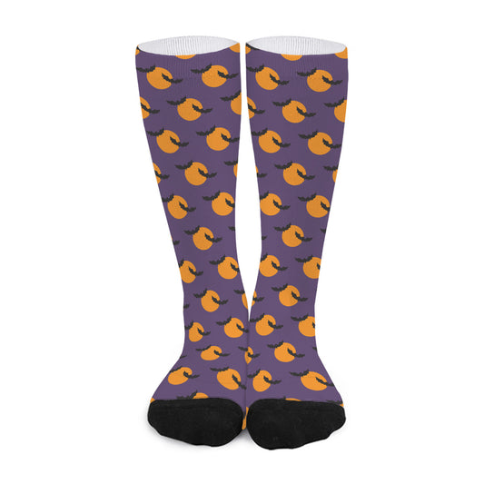 Halloween Bat And Moon Pattern Print Long Socks
