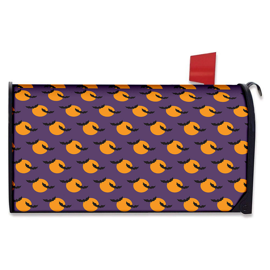 Halloween Bat And Moon Pattern Print Mailbox Cover