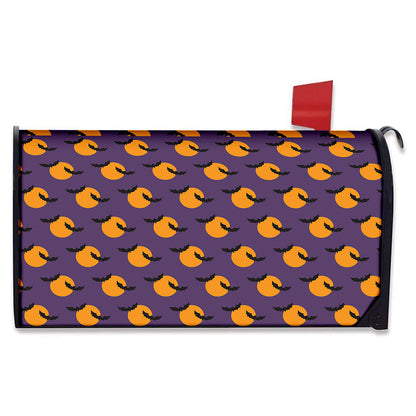 Halloween Bat And Moon Pattern Print Mailbox Cover