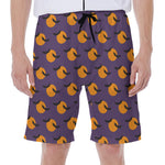 Halloween Bat And Moon Pattern Print Men's Beach Shorts