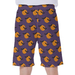 Halloween Bat And Moon Pattern Print Men's Beach Shorts