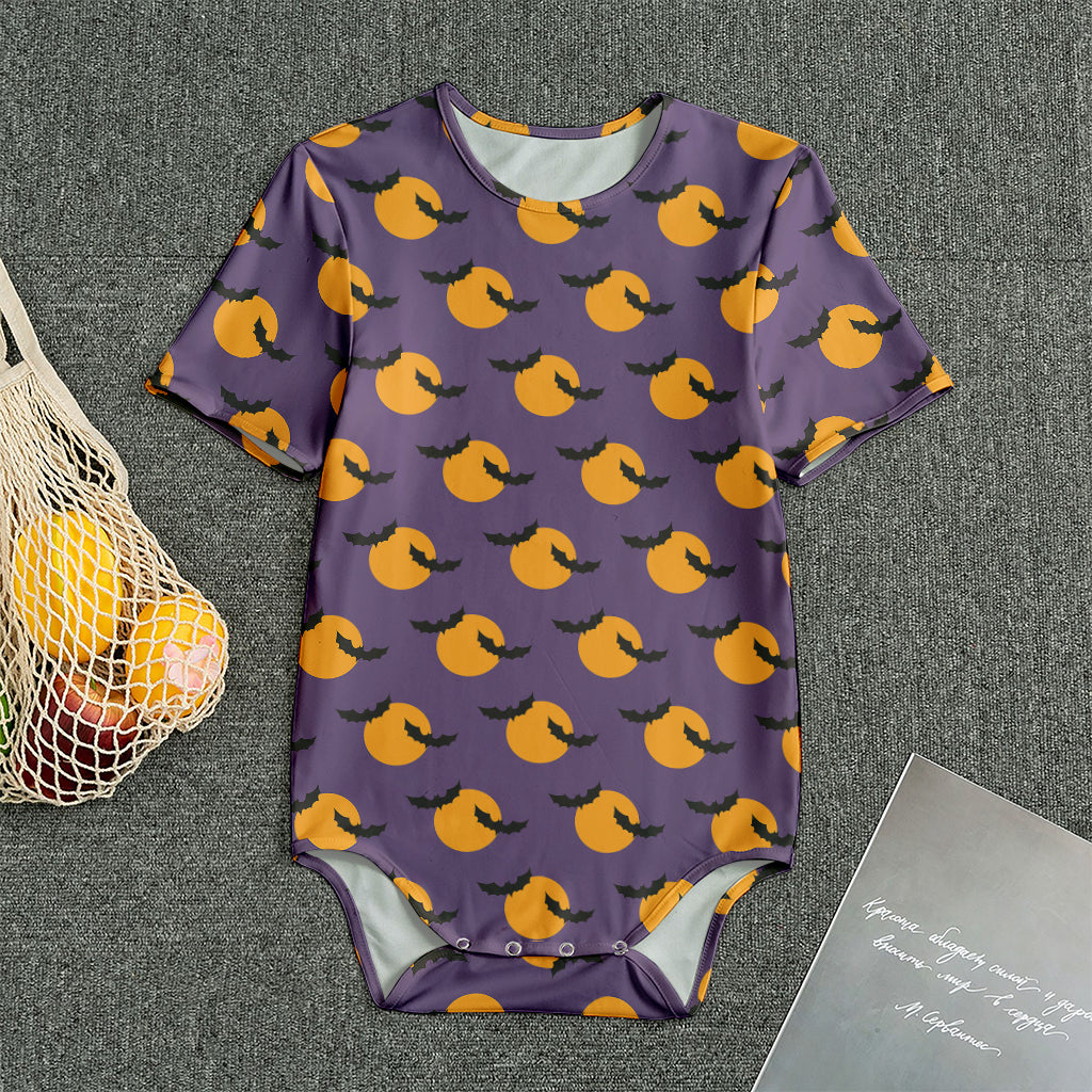 Halloween Bat And Moon Pattern Print Men's Bodysuit
