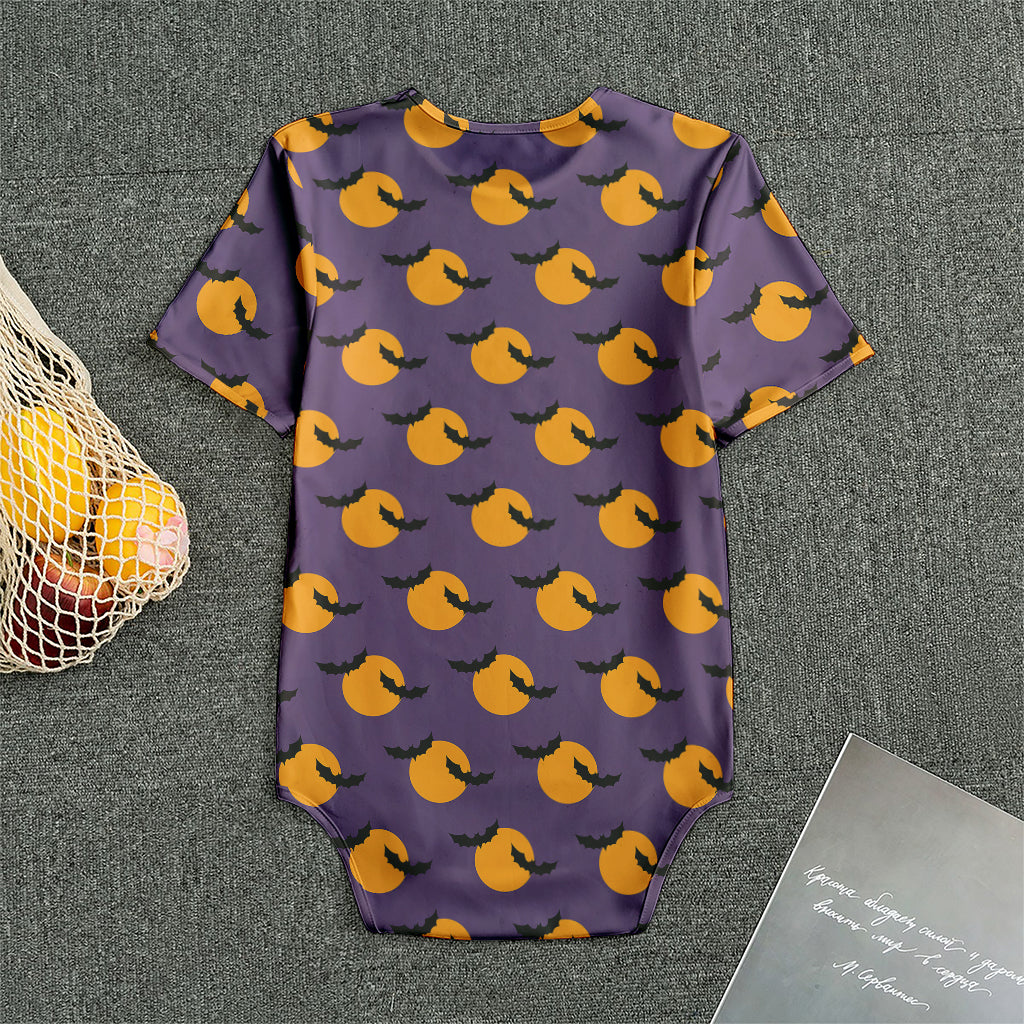 Halloween Bat And Moon Pattern Print Men's Bodysuit