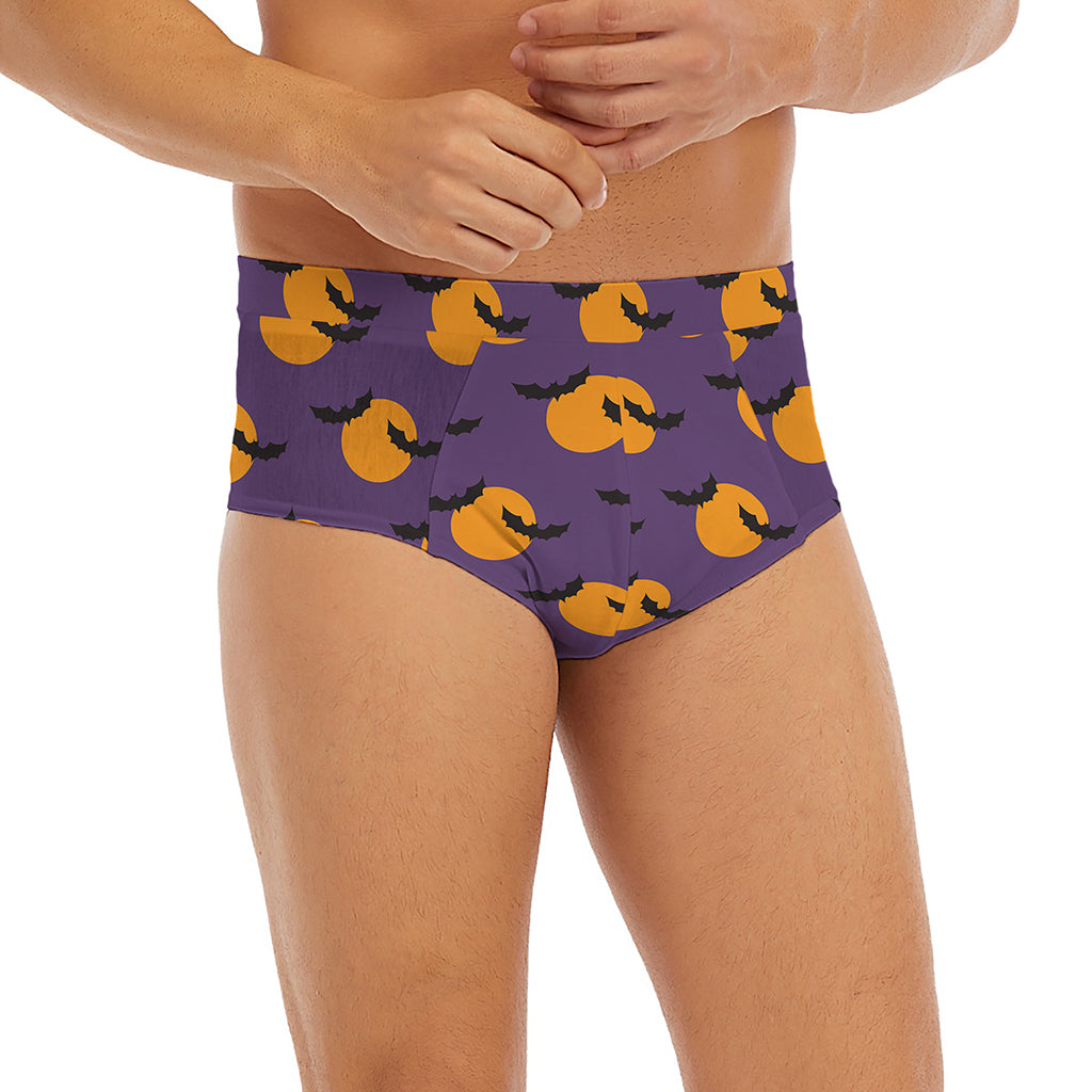 Halloween Bat And Moon Pattern Print Men's Briefs