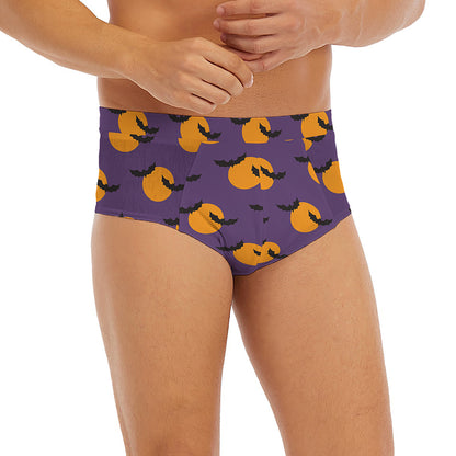Halloween Bat And Moon Pattern Print Men's Briefs