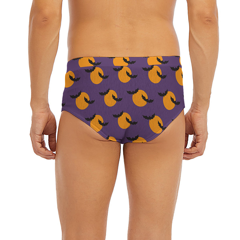 Halloween Bat And Moon Pattern Print Men's Briefs