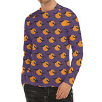Halloween Bat And Moon Pattern Print Men's Long Sleeve Rash Guard