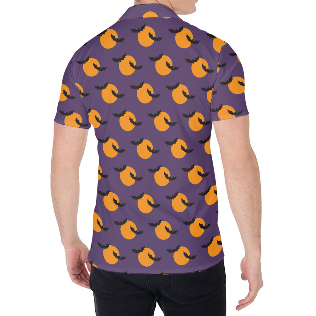 Halloween Bat And Moon Pattern Print Men's Shirt