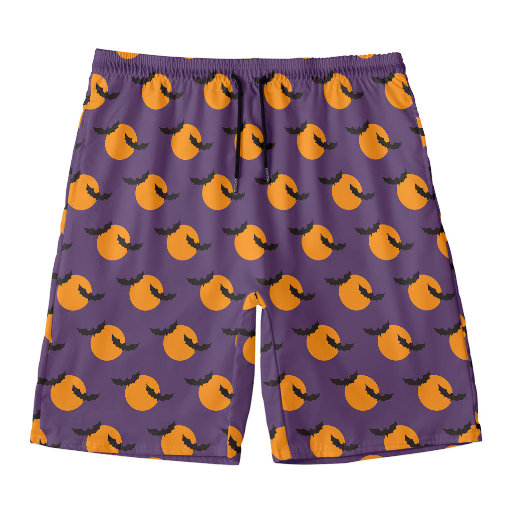 Halloween Bat And Moon Pattern Print Men's Swim Trunks