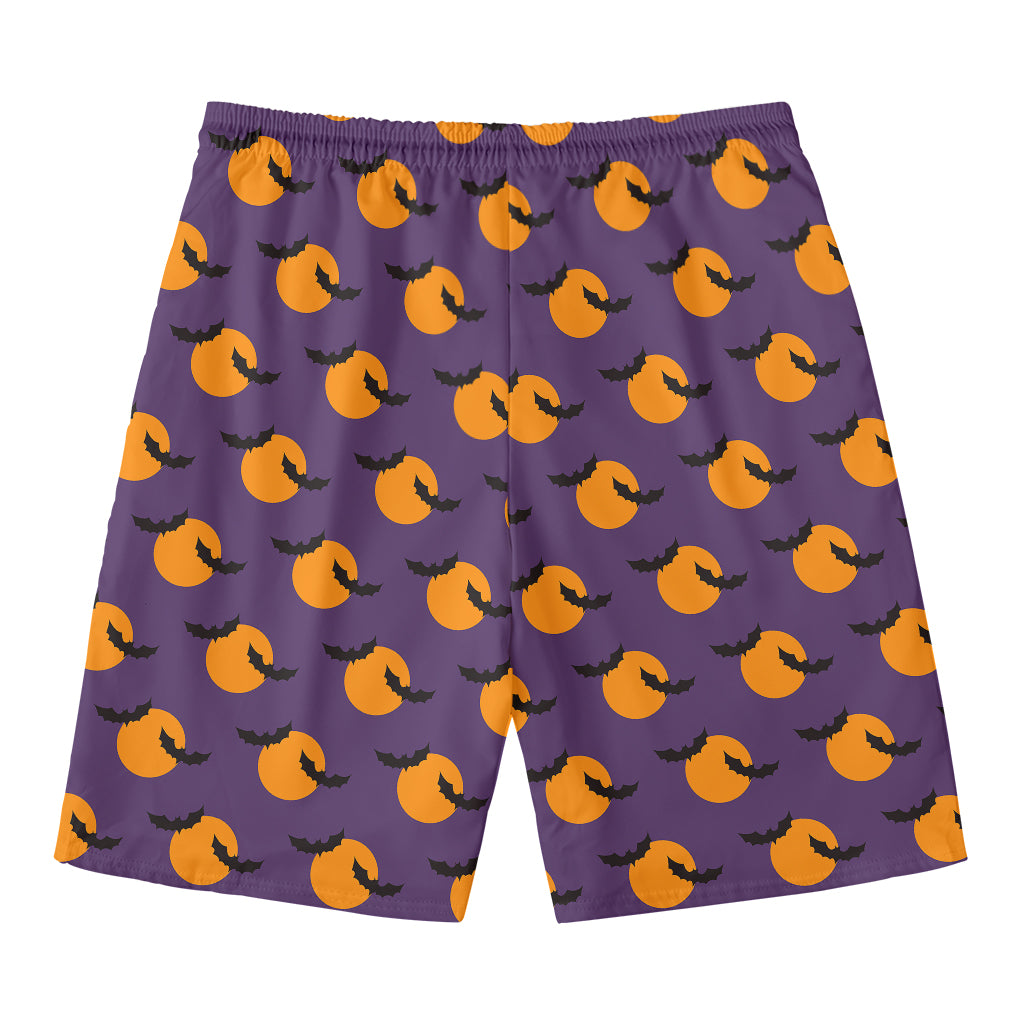 Halloween Bat And Moon Pattern Print Men's Swim Trunks