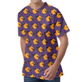 Halloween Bat And Moon Pattern Print Men's Velvet T-Shirt