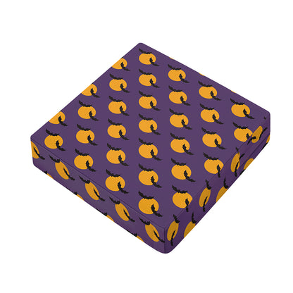 Halloween Bat And Moon Pattern Print Outdoor Seat Cushion Cover