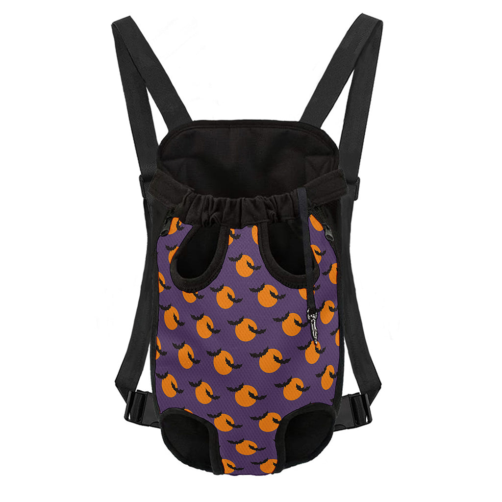 Halloween Bat And Moon Pattern Print Pet Carrier Backpack