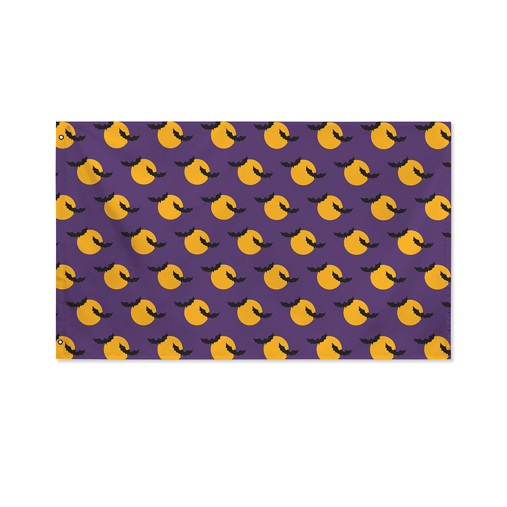 Halloween Bat And Moon Pattern Print Polyester Flag