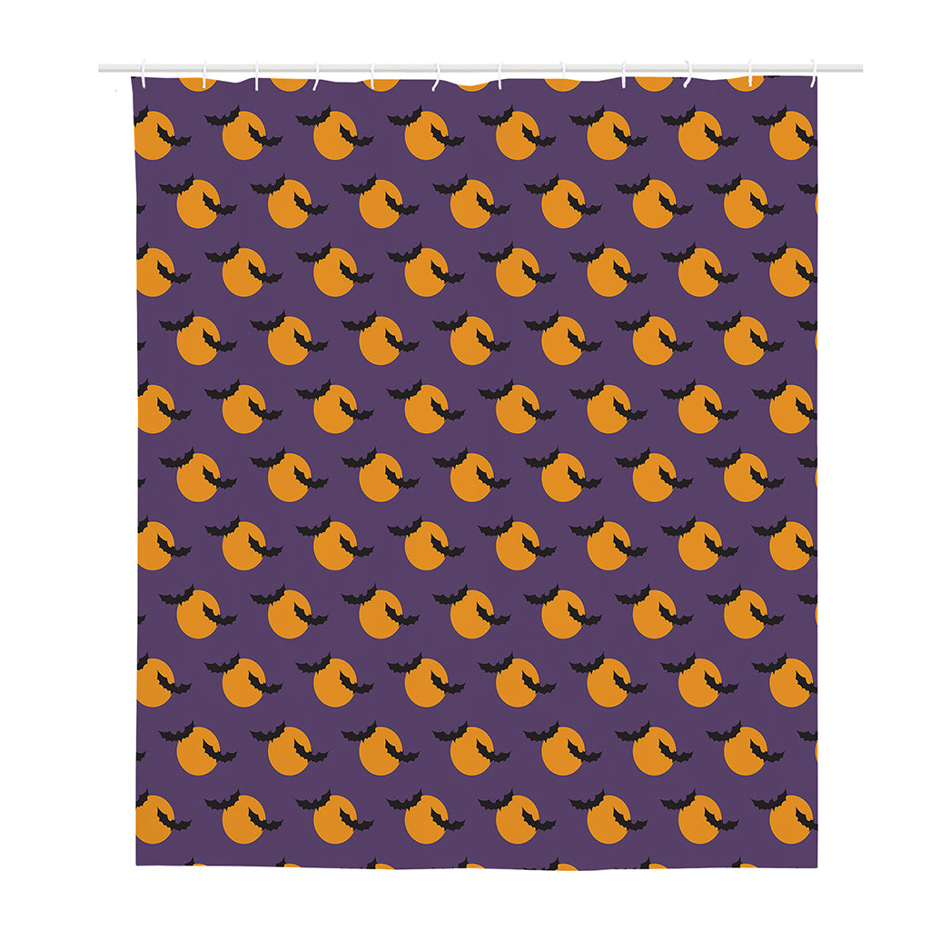 Halloween Bat And Moon Pattern Print Polyester Shower Curtain