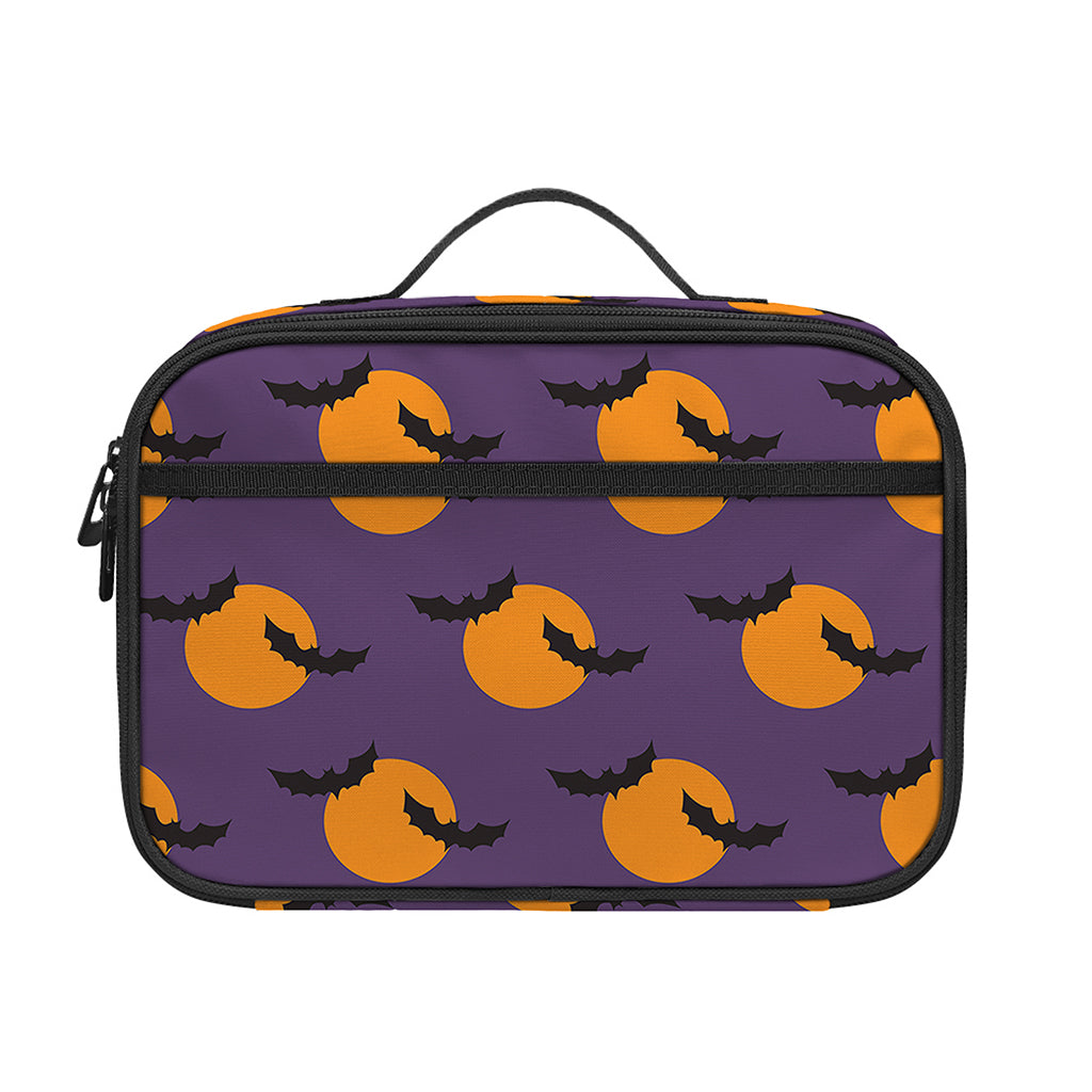 Halloween Bat And Moon Pattern Print Portable Lunch Bag