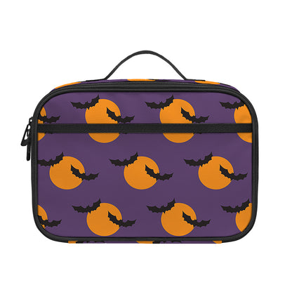 Halloween Bat And Moon Pattern Print Portable Lunch Bag