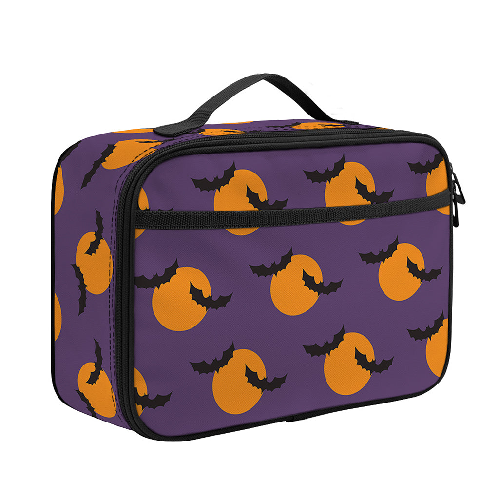 Halloween Bat And Moon Pattern Print Portable Lunch Bag