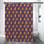 Halloween Bat And Moon Pattern Print Premium Shower Curtain