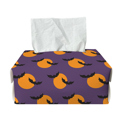 Halloween Bat And Moon Pattern Print Rectangle Tissue Box Cover