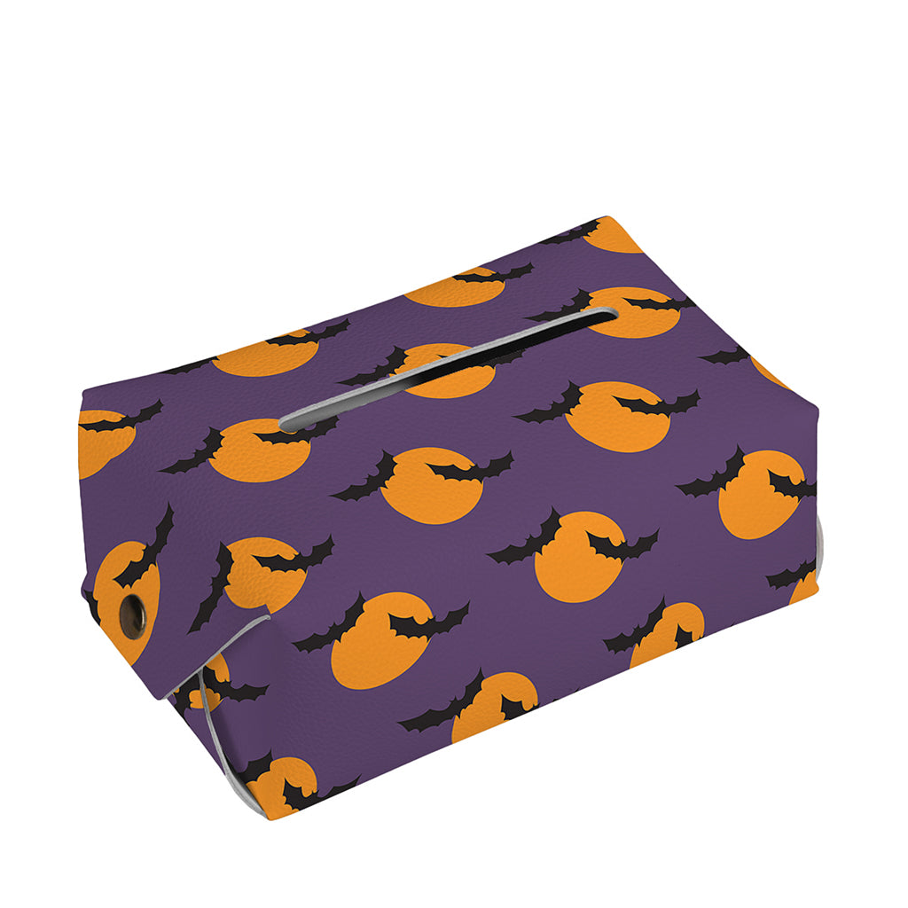 Halloween Bat And Moon Pattern Print Rectangle Tissue Box Cover