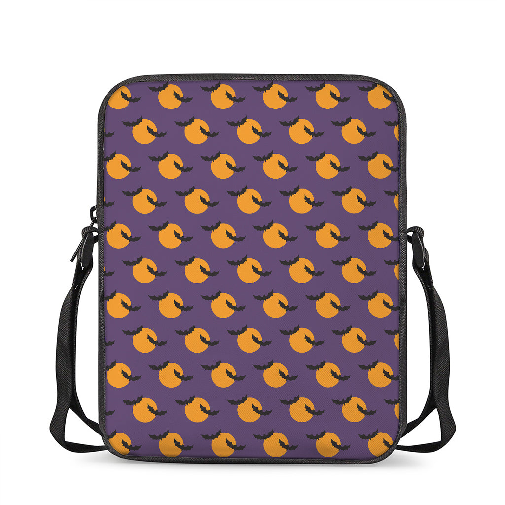 Halloween Bat And Moon Pattern Print Rectangular Crossbody Bag
