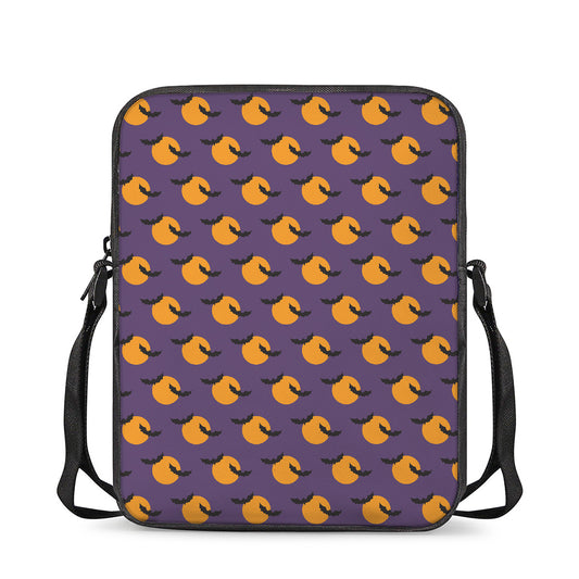 Halloween Bat And Moon Pattern Print Rectangular Crossbody Bag