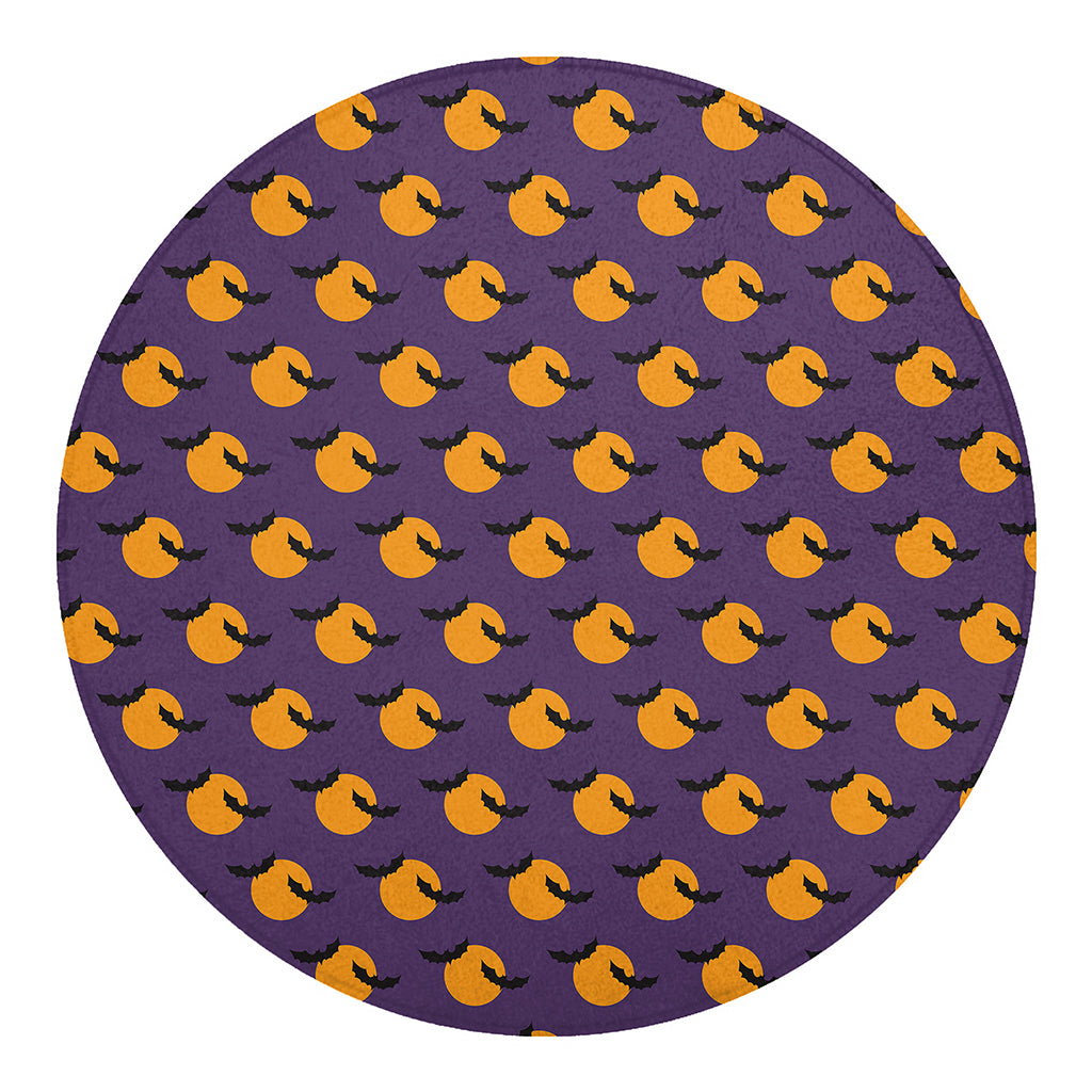 Halloween Bat And Moon Pattern Print Round Blanket