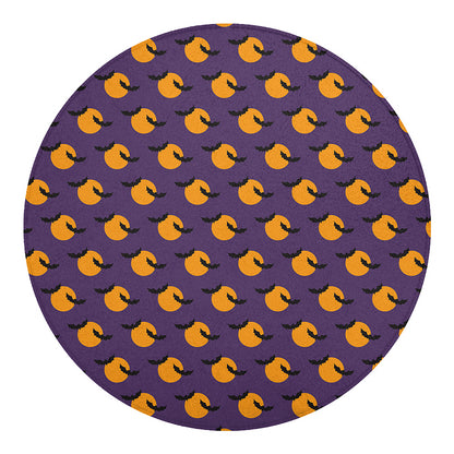 Halloween Bat And Moon Pattern Print Round Blanket