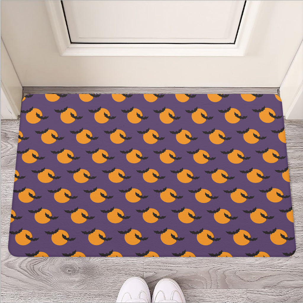 Halloween Bat And Moon Pattern Print Rubber Doormat