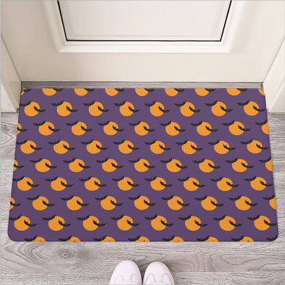 Halloween Bat And Moon Pattern Print Rubber Doormat