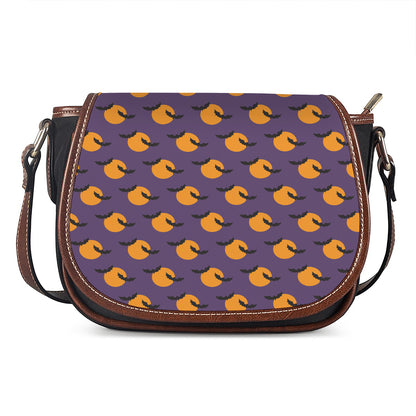 Halloween Bat And Moon Pattern Print Saddle Bag