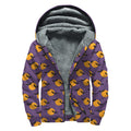 Halloween Bat And Moon Pattern Print Sherpa Lined Zip Up Hoodie