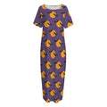 Halloween Bat And Moon Pattern Print Short Sleeve Long Nightdress
