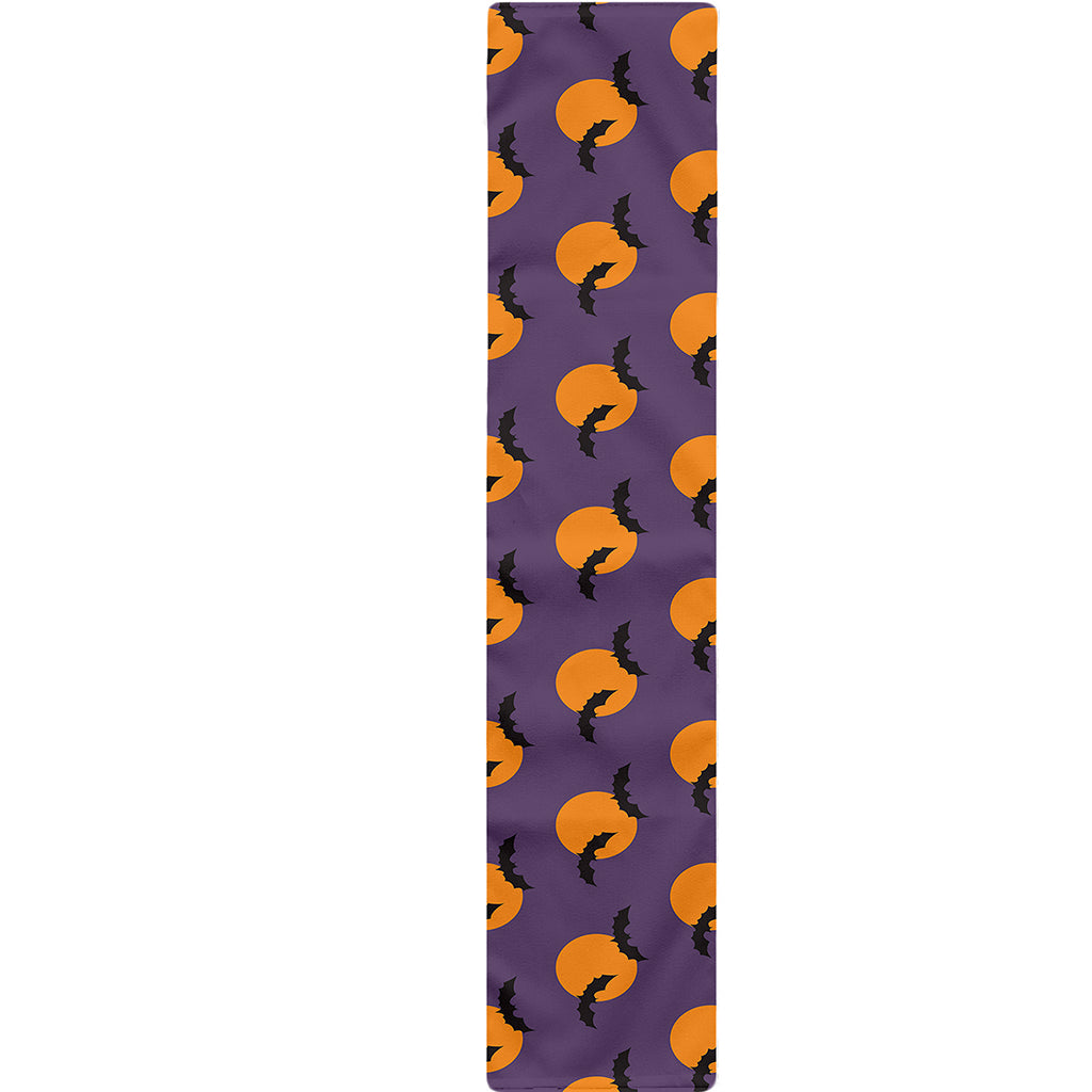Halloween Bat And Moon Pattern Print Table Runner