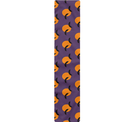 Halloween Bat And Moon Pattern Print Table Runner
