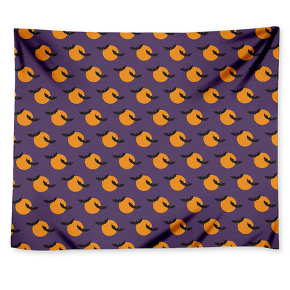 Halloween Bat And Moon Pattern Print Tapestry
